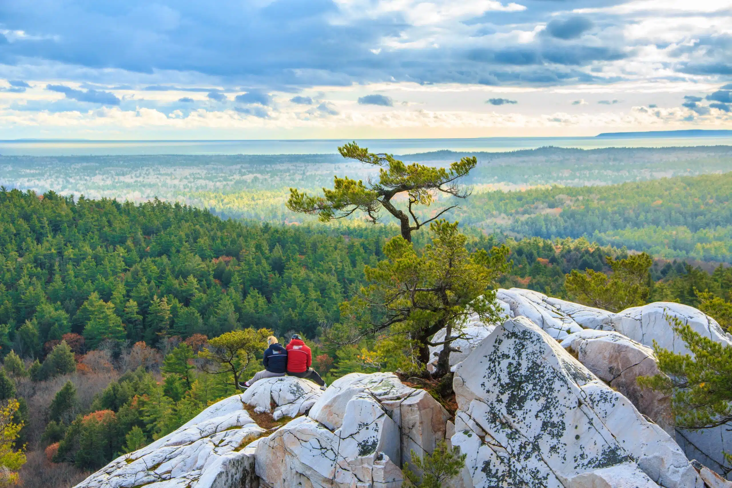Hiking at Killarney provincial park to marble peak. Nature landscape photo of the mountains view. 
